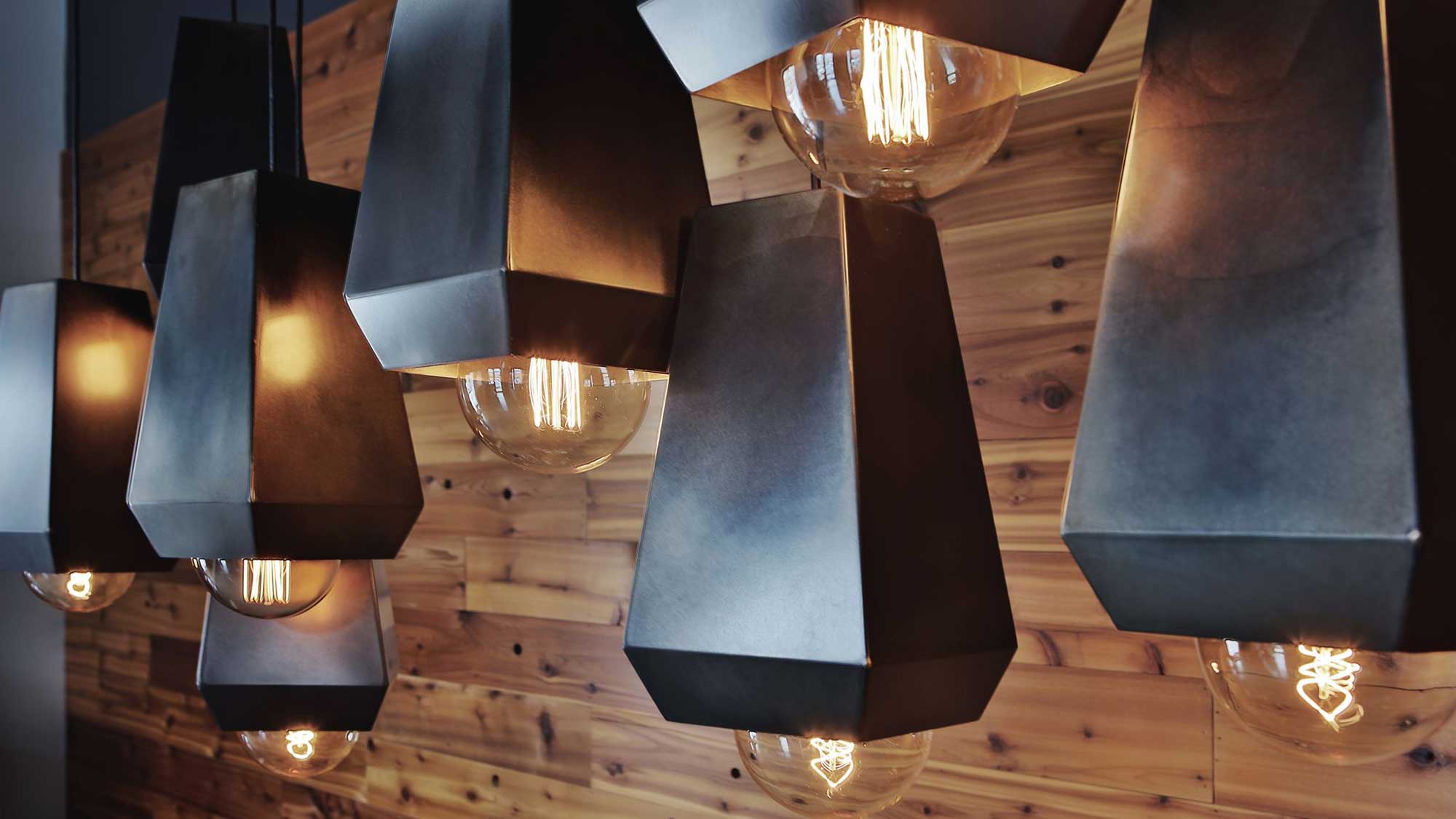 John Beck Steel Hex Multi Pendant Chandelier